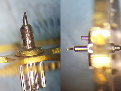 天芯の曲がり、軸先端の折れ